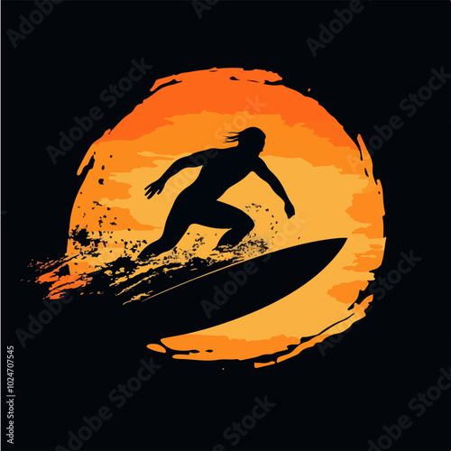 Surfer conquers a wave. Extreme sport. Surfing.