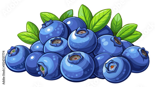 blueberries with leaves, blueberry illustration - vector illustration of blueberry isolated on white, blueberry vector art