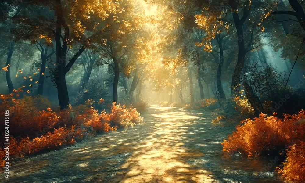 Golden Light Forest Path