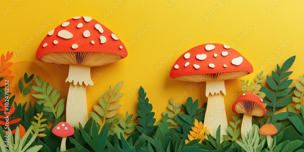 Obraz premium Close-up view of amanita muscaria, commonly known as fly agaric mushroom, Close-up of vibrant fly agaric mushroom