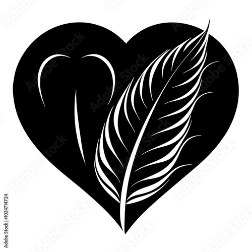 a red heart make up of feathers