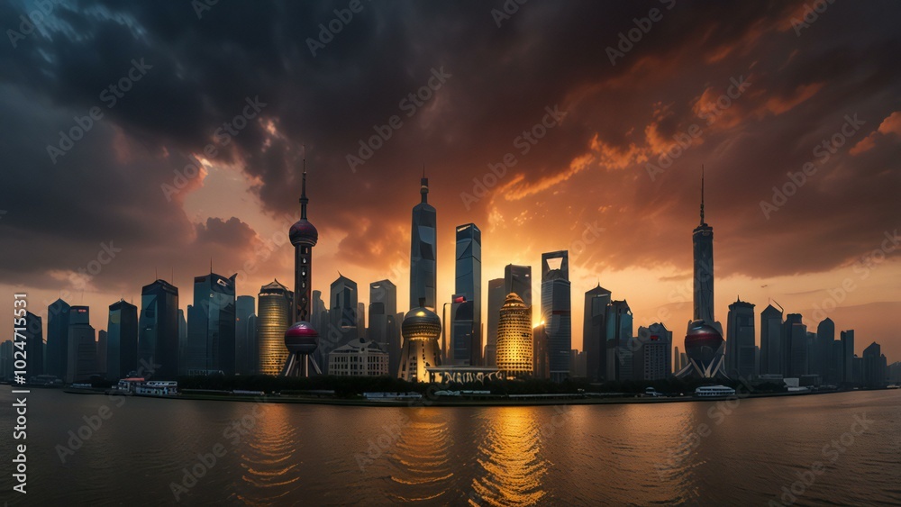 city skyline at sunset city skyline at sunset