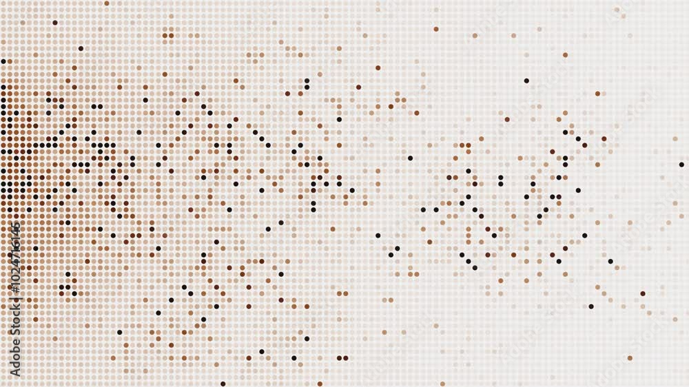 Blinking dots data visualization technology background. Half tone pattern animation.