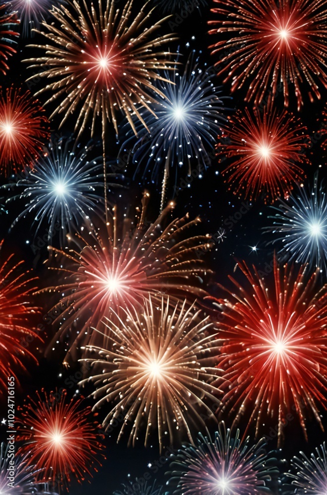 Naklejka premium fireworks on the night sky