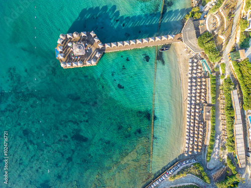 Fototapeta Naklejka Na Ścianę i Meble -  Didim coastline drone view in Turkey