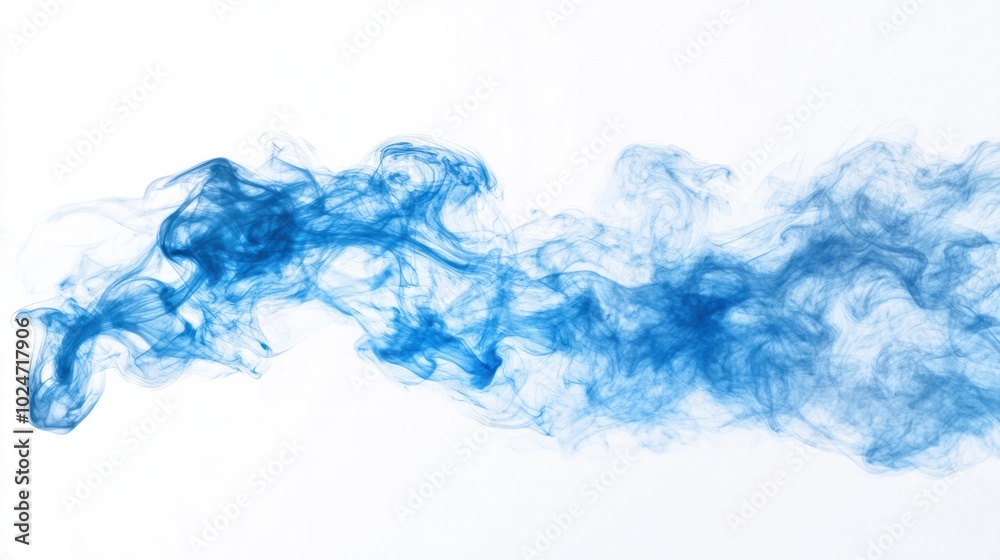 Soft blue smoke explosion forming abstract, cloud-like shapes on a clean white background. Soft blue smoke explosion forming abstract, cloud-like shapes on a clean white background.