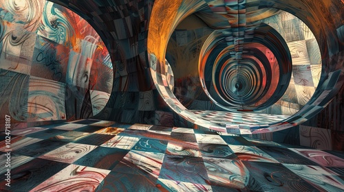 Surreal tunnel with swirlin...