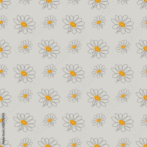 Abstract Daisies Seamless Vector Pattern Design