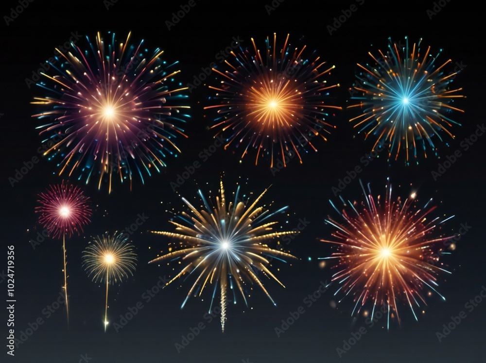 Naklejka premium fireworks on the night sky