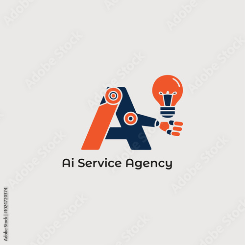 Ai service Agency logo. intelligence, science, artificial, communication, illustration, sign.