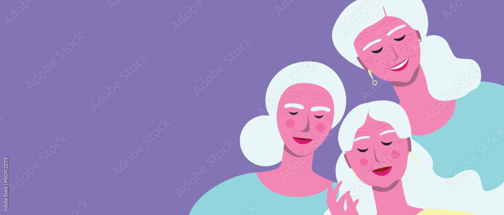Aging process of BIPOC person, premium flat vector stock illustration or liveliness triptych with afro adult, child, senior woman Aging process of BIPOC person, premium flat vector stock illustration or liveliness triptych with afro adult, child, senior woman
