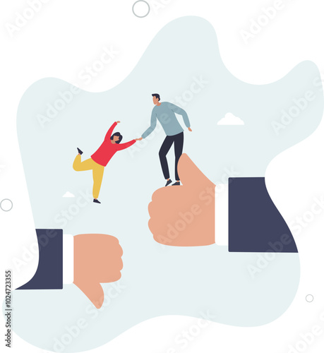 Mentor support, coaching or training for employee improvement,flat design with people.