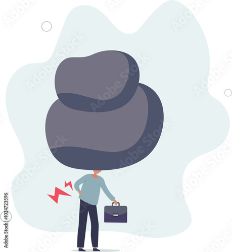 Burden, obligation to pay off, heavy stress problem or difficulty, work pressure thinking to make decision,flat design with people.