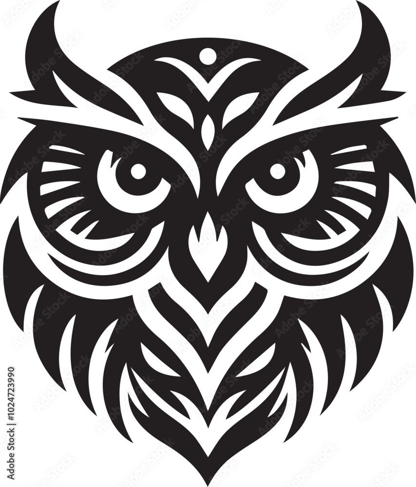 Fototapeta premium Owl head vector silhouette design 
