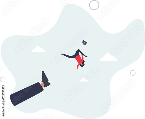 Being fired from work, company lay off or underperform employee, business failure or mistake concept.flat design with people.