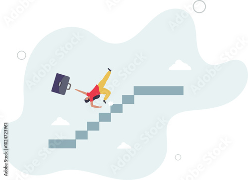 Business risk, mistake or failure, challenge or problem and difficulty, accident causing bankruptcy concept.flat design with people.