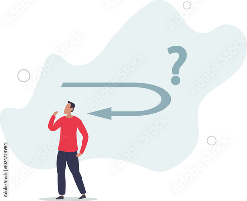 Business turning point, break event or change direction, reverse back, interest rate or financial trend change concept.flat design with people.