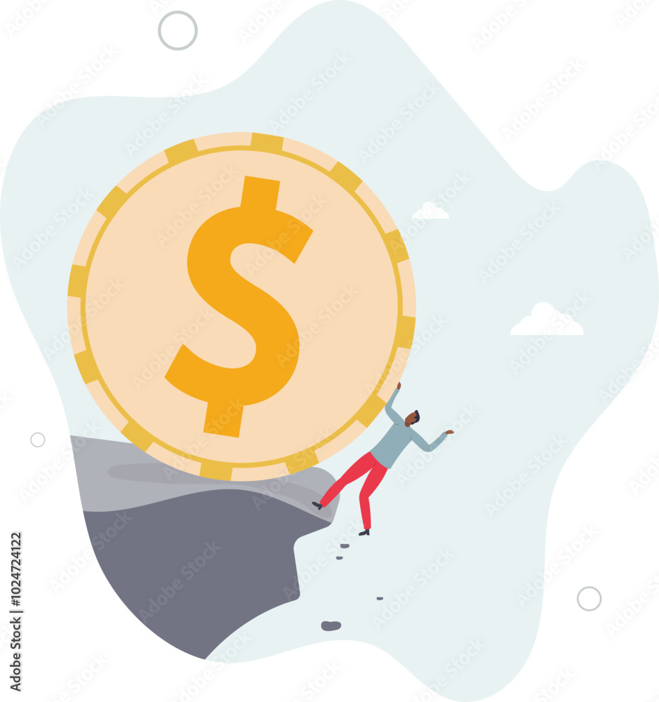 Debt, loan payment or mortgage problem, financial failure or investment risk, bankruptcy,flat design with people. Debt, loan payment or mortgage problem, financial failure or investment risk, bankruptcy,flat design with people.