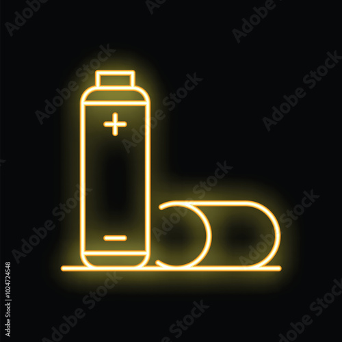 Glowing neon line electronic cigarette icon isolated on black background. Modern vaporizing device. Vape. Vector illustration