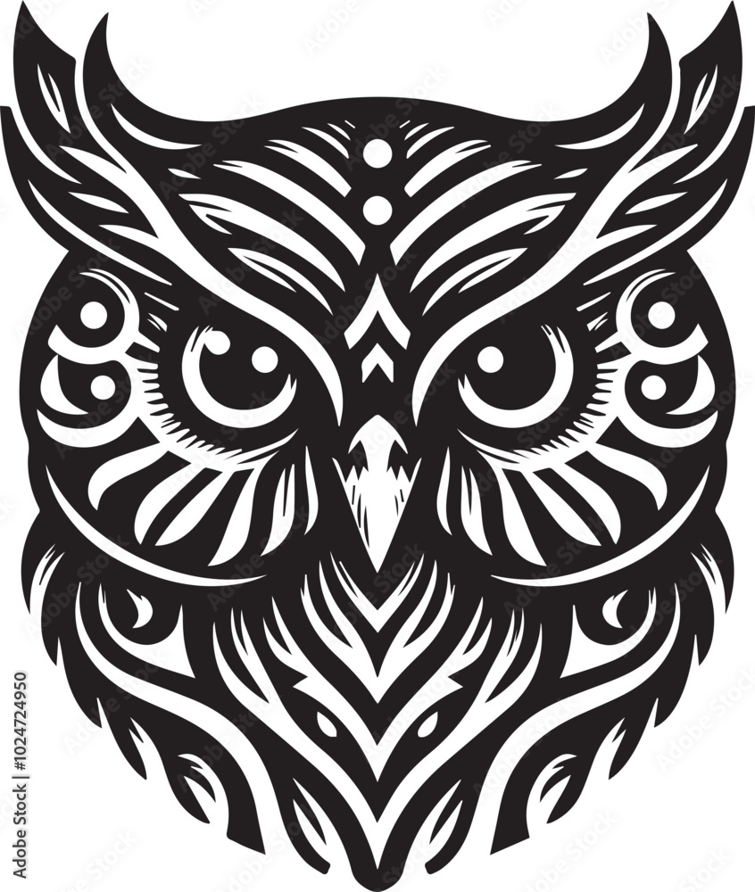 Fototapeta premium Owl head vector silhouette design 