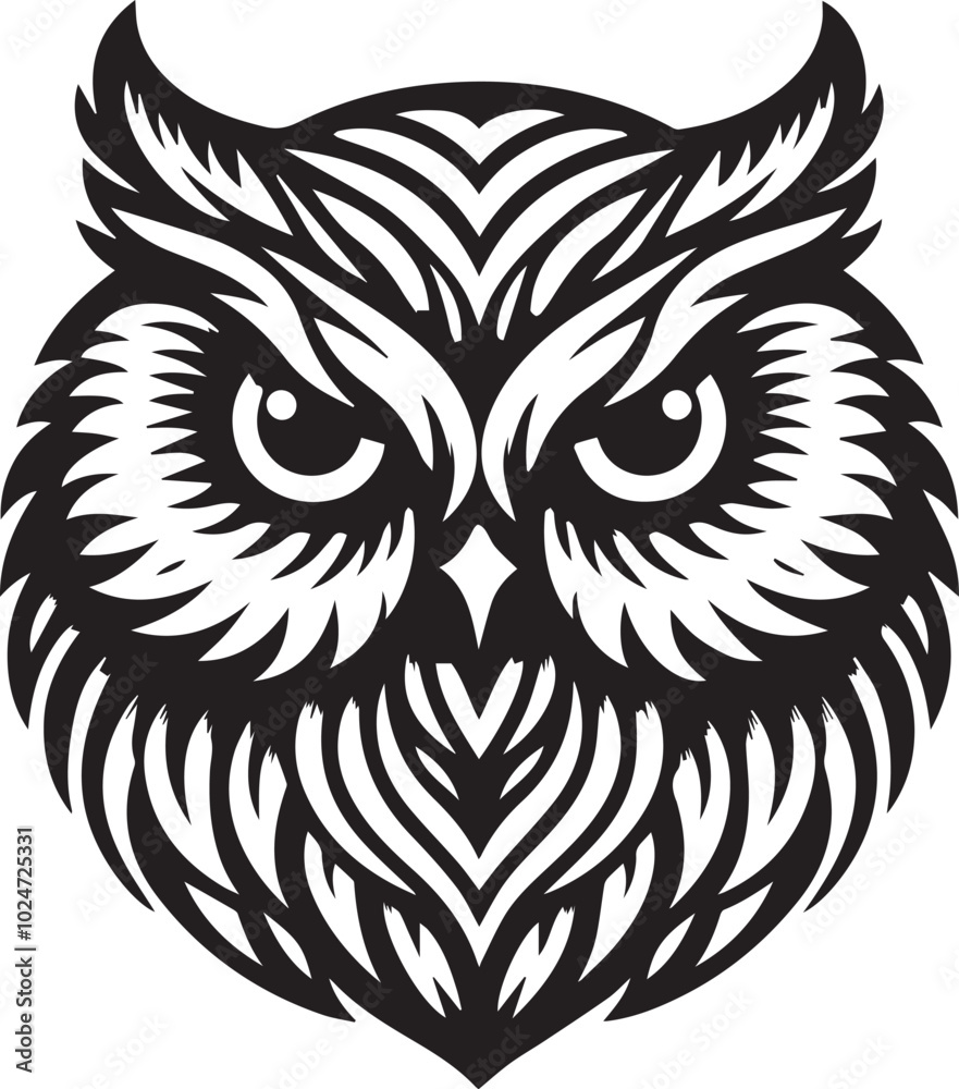 Fototapeta premium Owl head vector silhouette design 