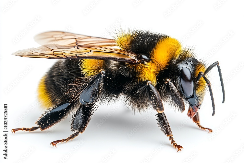 Closeup of a Bumblebee with Yellow Stripes and Black Fur Closeup of a Bumblebee with Yellow Stripes and Black Fur