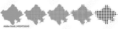 Rajasthan Map halftone in different sizes