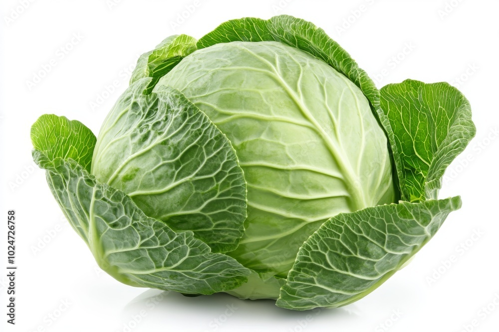 Fresh Green Cabbage Isolated on White Background Fresh Green Cabbage Isolated on White Background