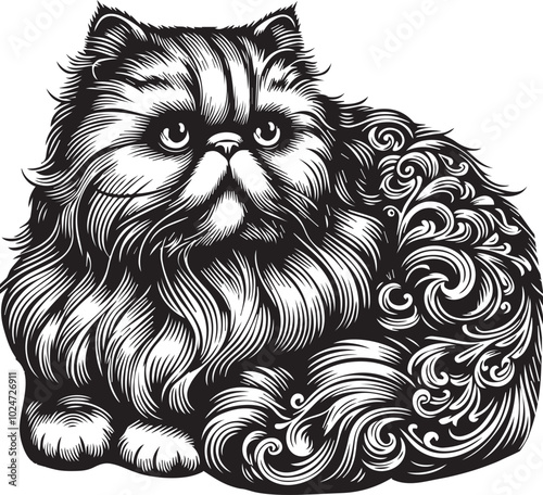 Persian cat big hair cute vector