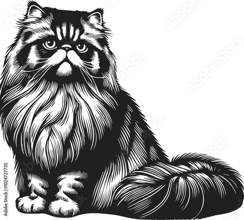 Persian cat big hair cute vector