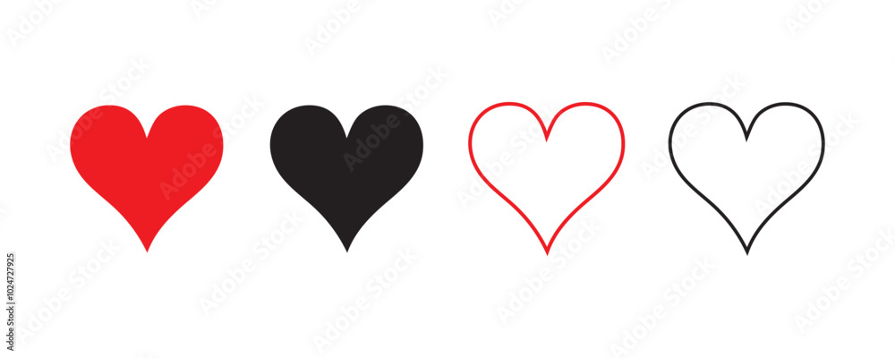 Heart Love Symbol icons set. Heart,love,romance valentine's day red heart.Red and black love icon Vector art. Solid and Outline Vector Hearts.Artistic red heart love symbols isolated editable vector Heart Love Symbol icons set. Heart,love,romance valentine's day red heart.Red and black love icon Vector art. Solid and Outline Vector Hearts.Artistic red heart love symbols isolated editable vector