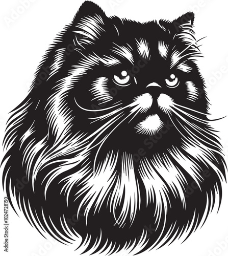 Persian cat big hair cute vector