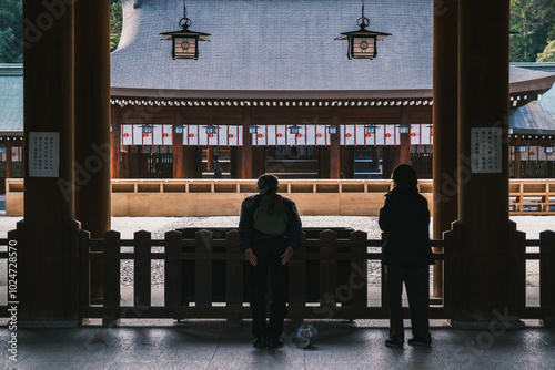  [NARA]A famous shrine surrounded by nature in Nara Prefecture, People praying to God, Kashihara Shrine, Japan photo