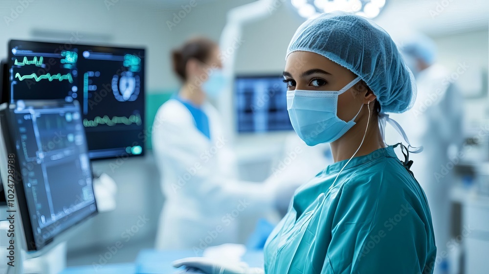 AI surgical assistant, precision diagnostics, futuristic medical lab AI surgical assistant, precision diagnostics, futuristic medical lab