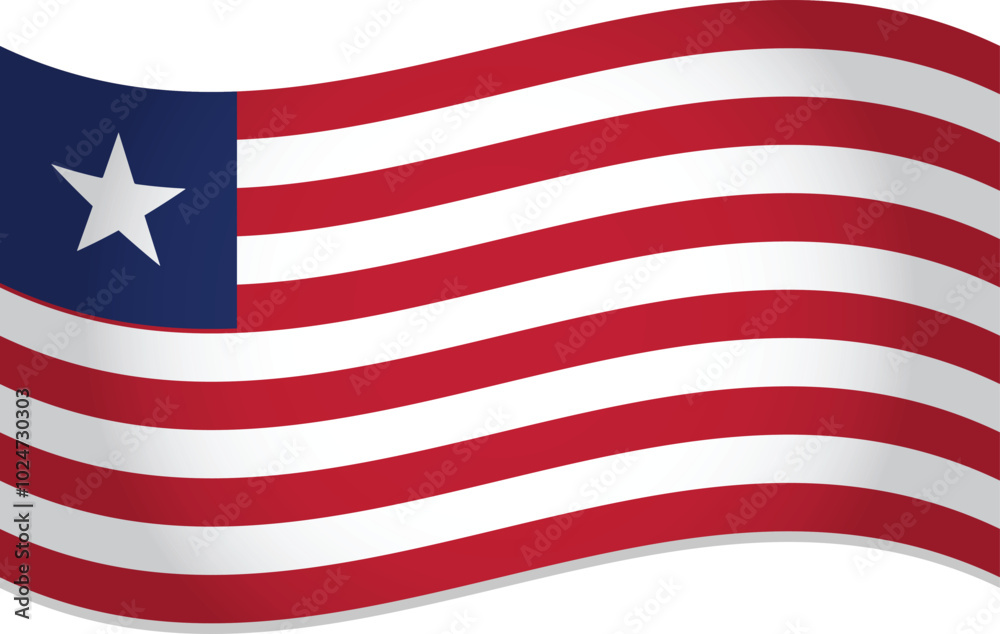 Obraz premium Liberia Official Flag Waving 3D Style Vector