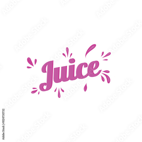 juice. food. refreshing juice, drink. bright inscription. inscription juice, inscription juice with prizes. logo. label. bright letters. vector illustration. pink, blue, orange