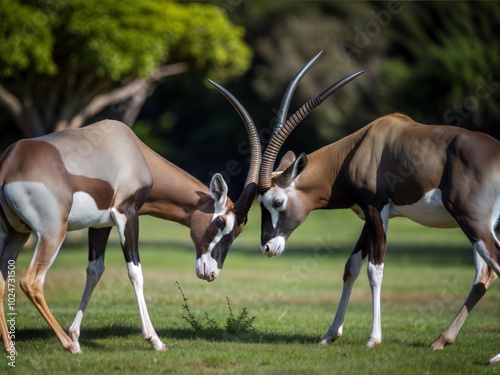 Two Male Topis Antelopes Fighting photo