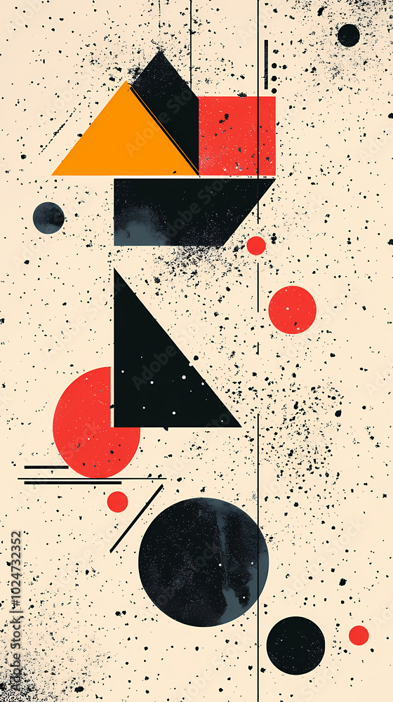 Obraz premium Geometric shapes and compositions inspired by Bauhaus or Memphis. Retro elements, geometric pattern for banners, posters, and leaflets. Geometric design background vector