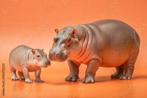 Pygmy Hippopotamus Calf with Mother photo