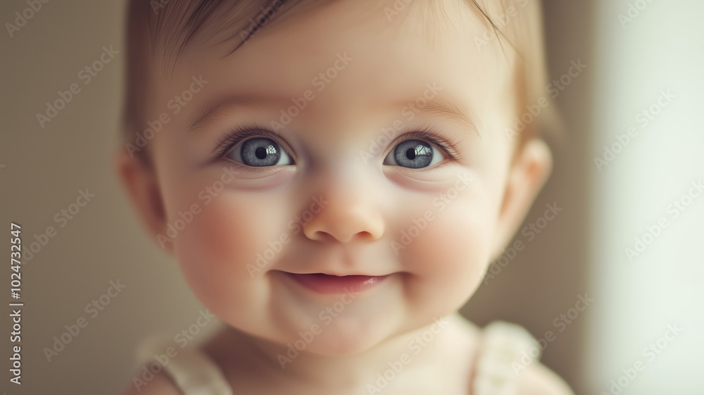 Happy baby smiling against a warm, golden bokeh background, creating a soft and joyful atmosphere. Happy baby smiling against a warm, golden bokeh background, creating a soft and joyful atmosphere.