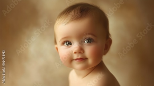Happy baby smiling against ...