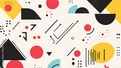 Geometric shapes and compositions inspired by Bauhaus or Memphis. Retro elements, geometric pattern for banners, posters, and leaflets. Geometric design background vector