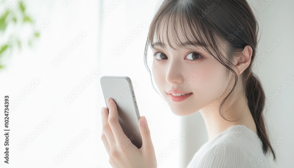 A closeup of a beautiful Asian woman using her smartphone A closeup of a beautiful Asian woman using her smartphone