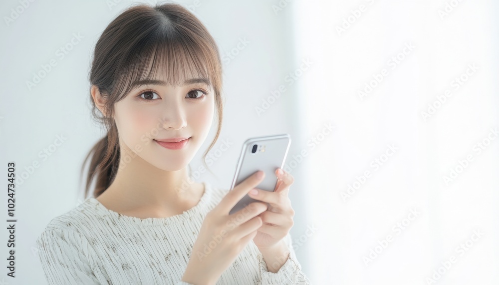 A closeup of a beautiful Asian woman using her smartphone A closeup of a beautiful Asian woman using her smartphone
