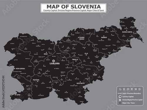 European Country Geography Political map. Political map of country with capital, province or state capital, major cities and town.