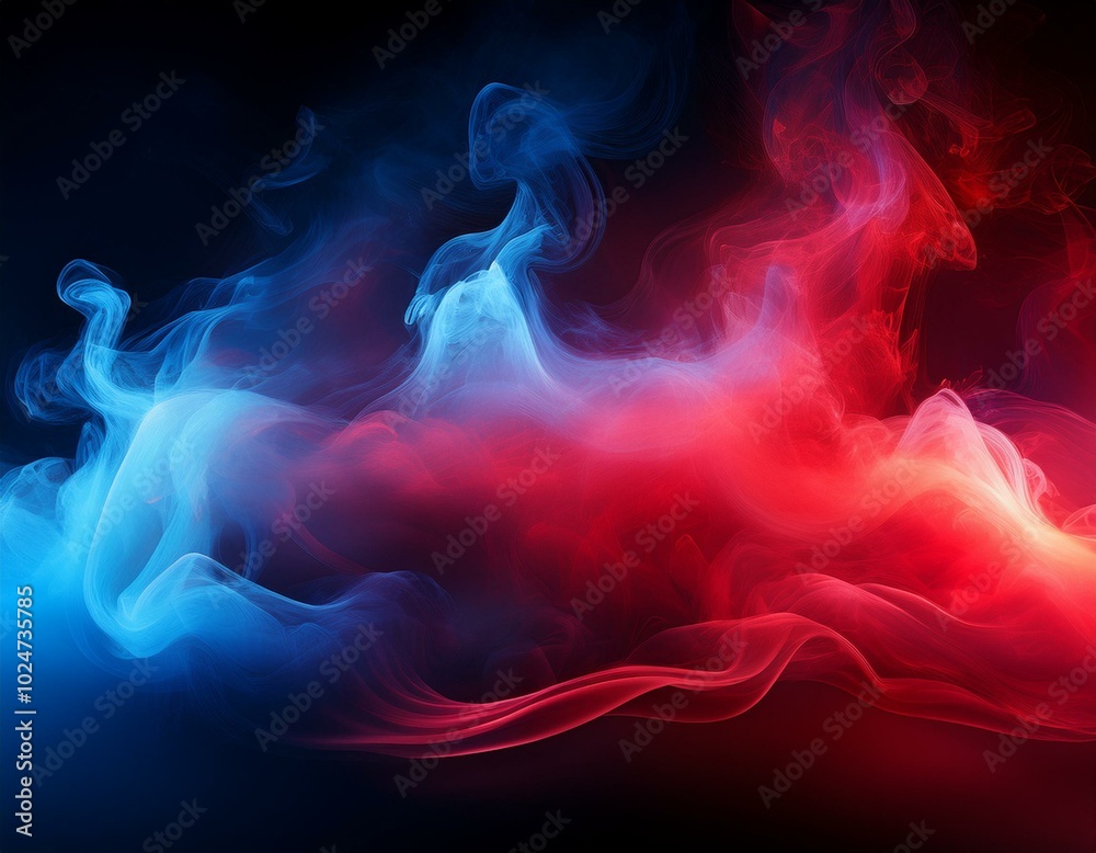 fog in red blue neon light on black background fog in red blue neon light on black background