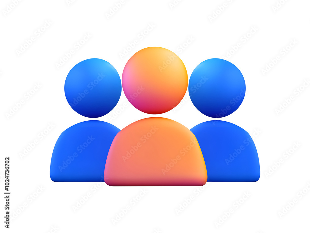 Group of people 3d icon isolated on transparent or white background, png Group of people 3d icon isolated on transparent or white background, png