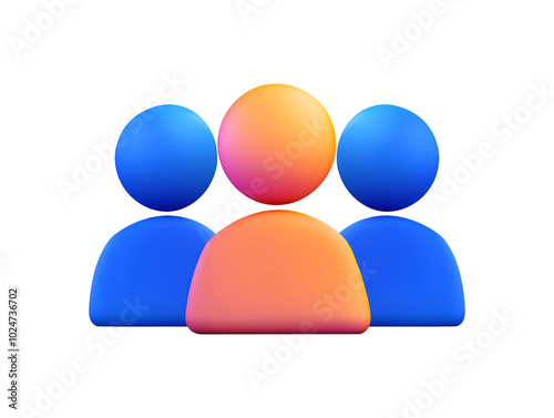 Group of people 3d icon isolated on transparent or white background, png