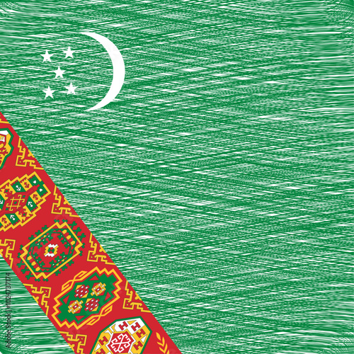 Turkmenistan Independence Day October 27. Scribble style Turkmenistan flag vector background. Poster, card, banner. Copy space.