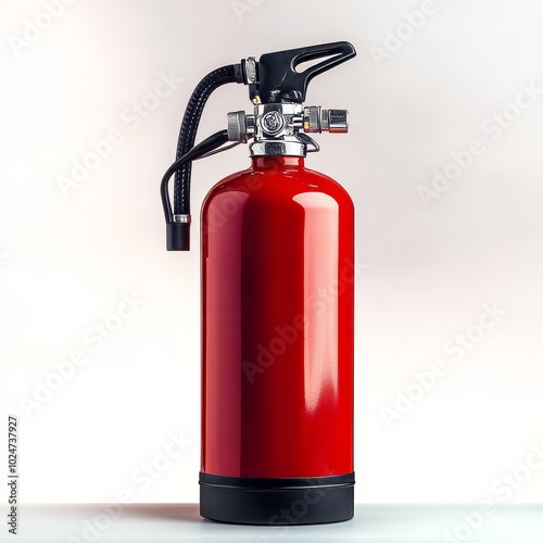 Red Fire Extinguisher Isolated on White, Safety Equipment, Fire Suppression System, Emergency Tool